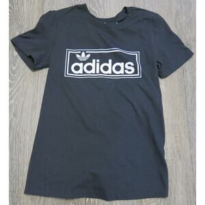 Adidas *NWT* T Shirt Short Sleeve Logo Size XS Women Black Classic Cotton Casual